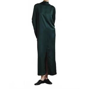 NEW POMANDÈRE satin maxi dress in bottle green